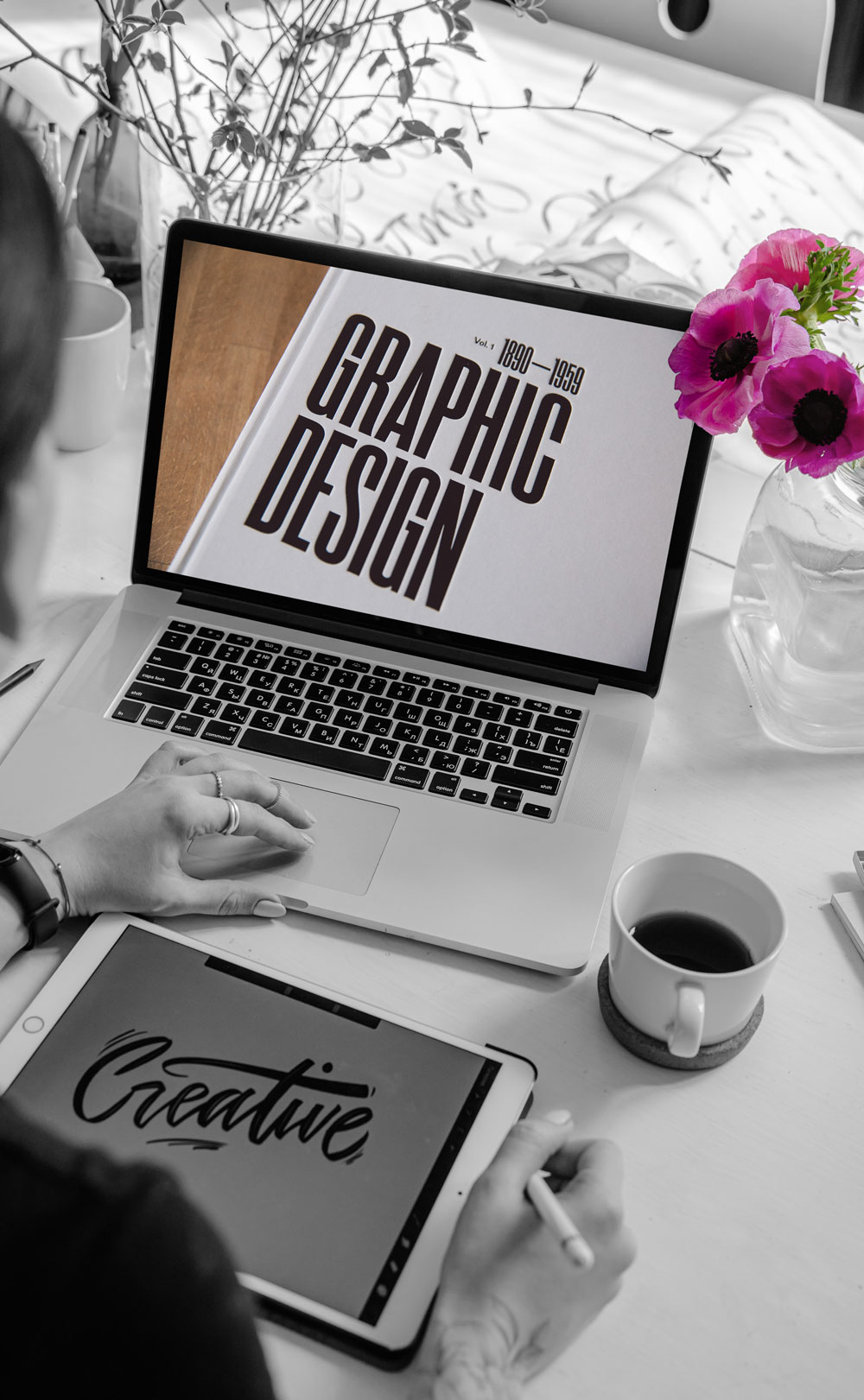 graphic designer working at laptop computer on web solution
