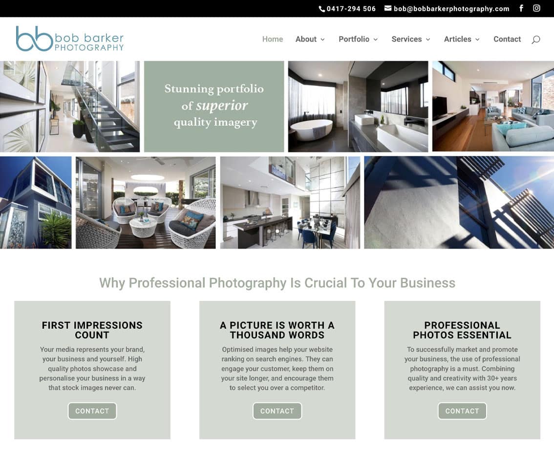 Sydney web designer for Bob Barker Photography