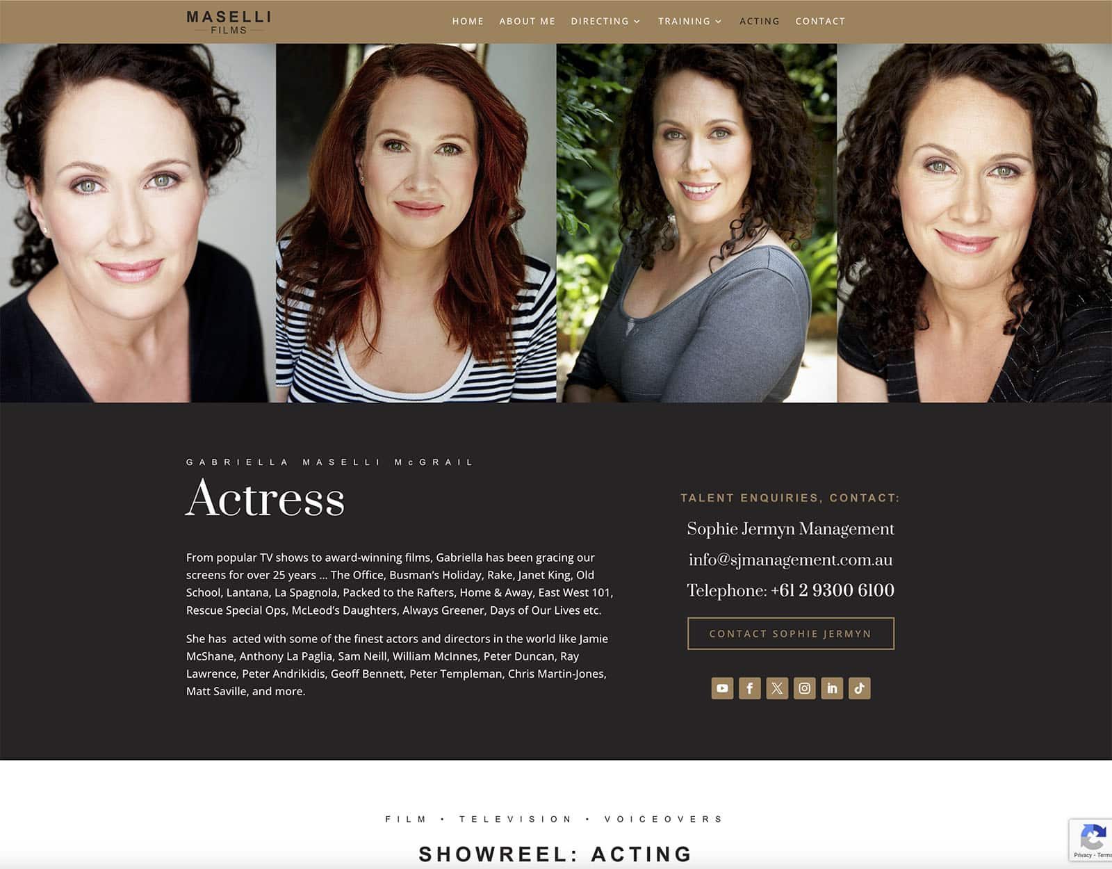 Maselli Films website design actress page<br />

