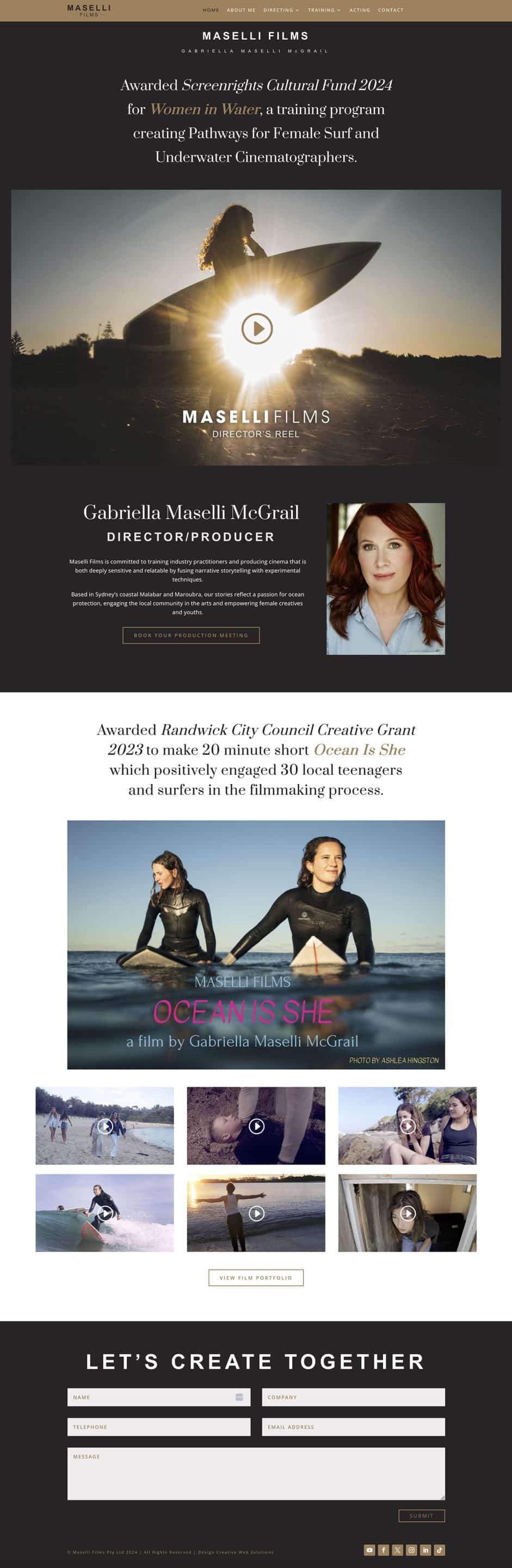 Maselli Films website design home page